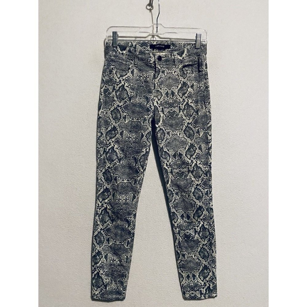 J Brand Jeans Womens 25 Mid Rise Crop Skinny Boa Moonbeam Animal Print Boho